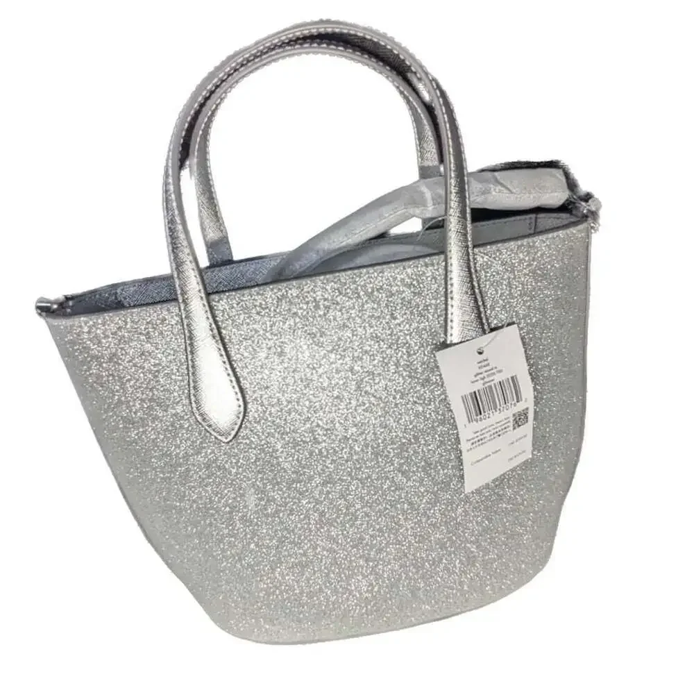 Kate Spade New York Glimmer Small Zip Satchel in Silver Glitter